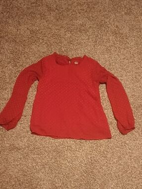 wonder nation Red Long-Sleeve Dot-Textured Blouse